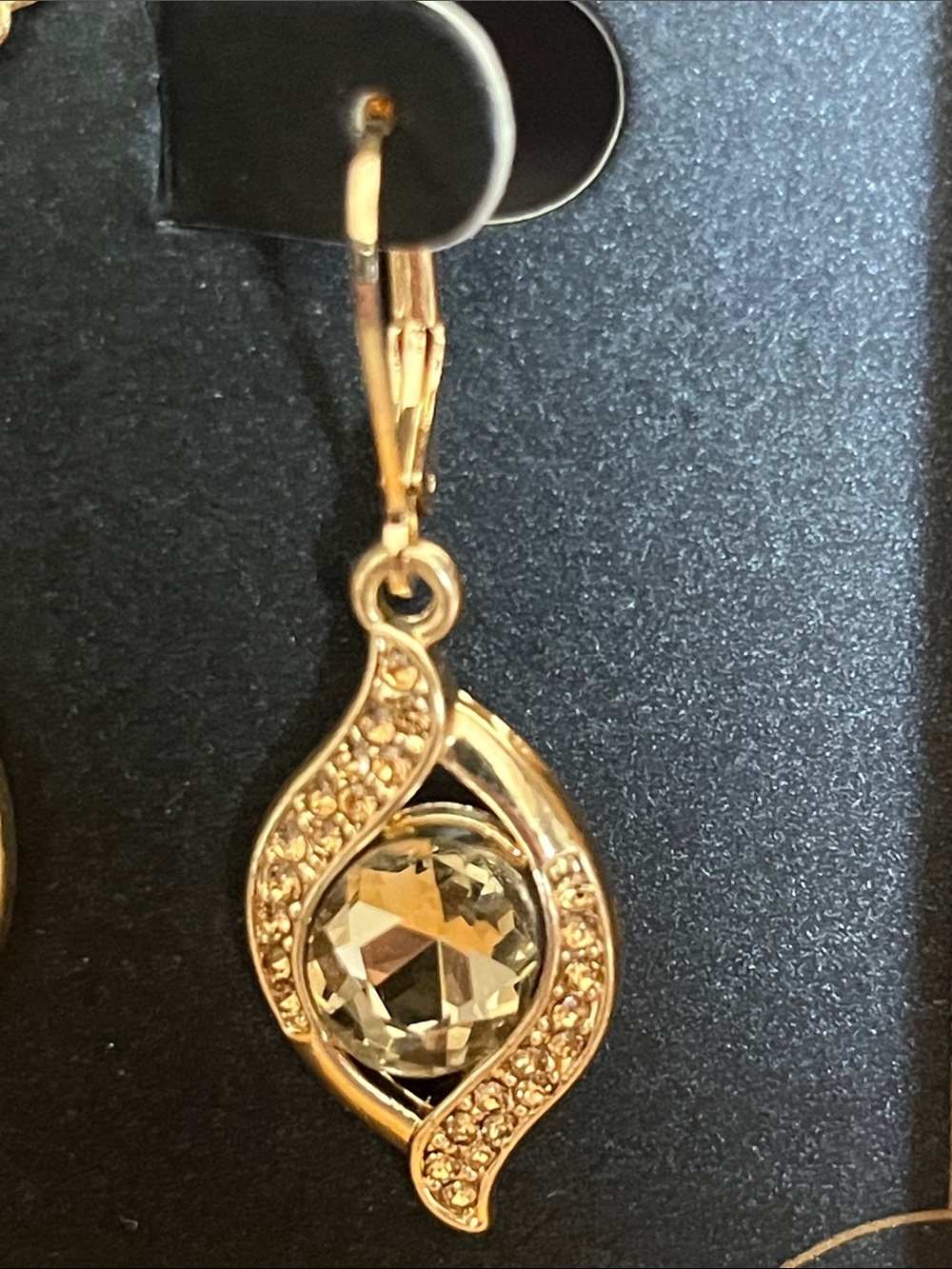 Monet Gold-Tone Teardrop Crystal Necklace and Earring Set - Picture 3 of 4